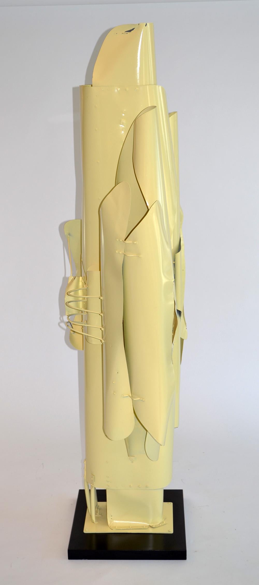 Modern Large Abstract Folded Metal Sculpture by Victor Roman, 1970's