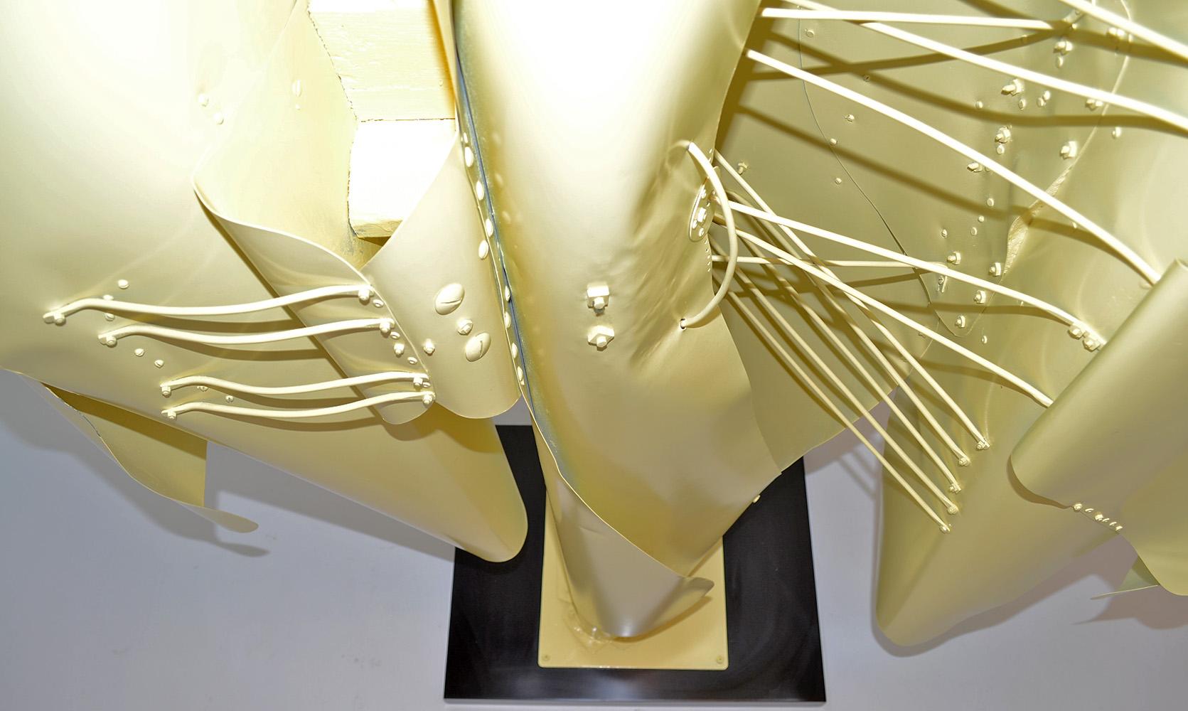 Large Abstract Folded Metal Sculpture by Victor Roman, 1970's 1