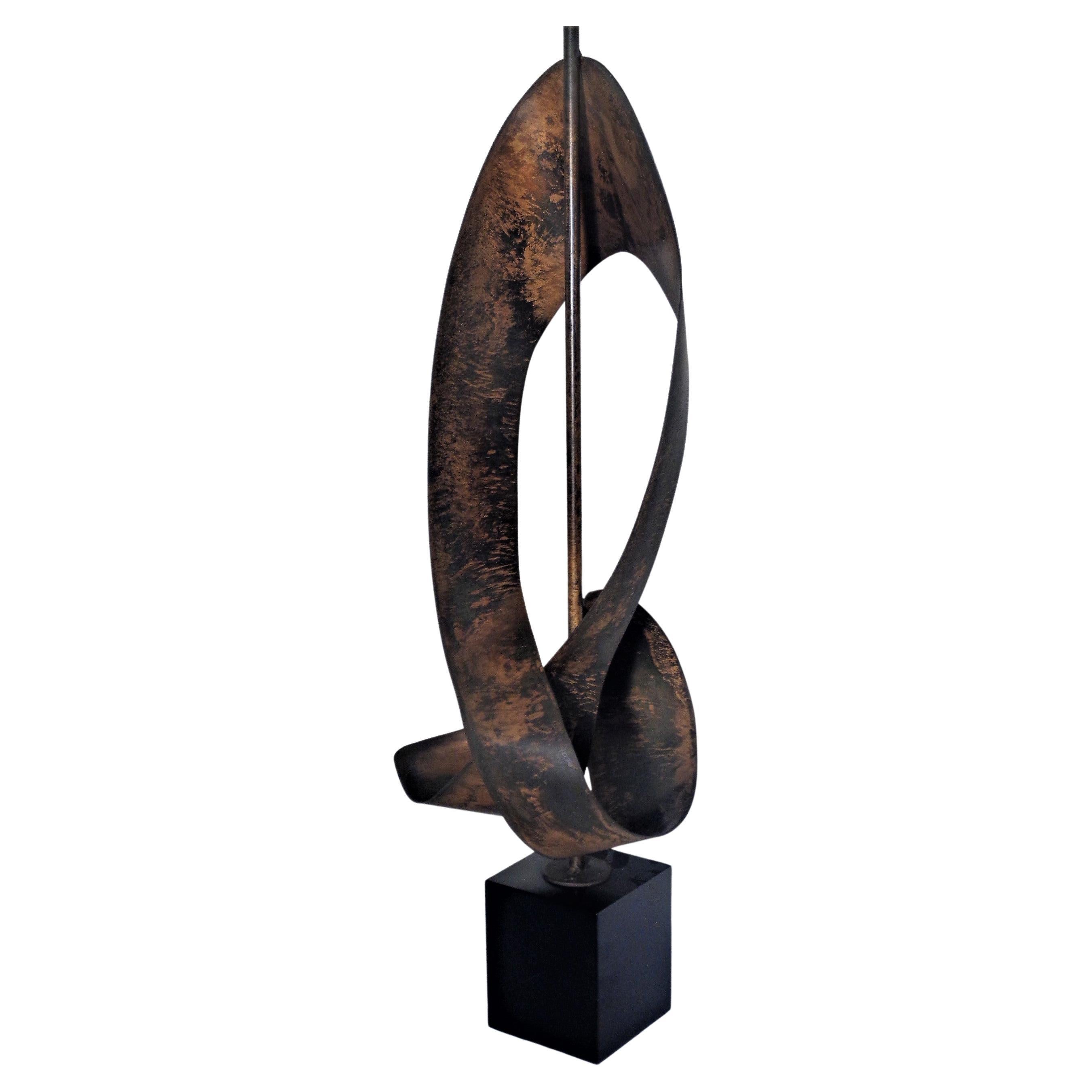 Metal  Abstract Ribbon Sculpture Laurel Lamp Harold Weiss / Richard Barr, Circa 1960 