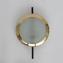 Large Abstract Stilnovo Wall Lamp in Brass and Glass, Italy 1950s