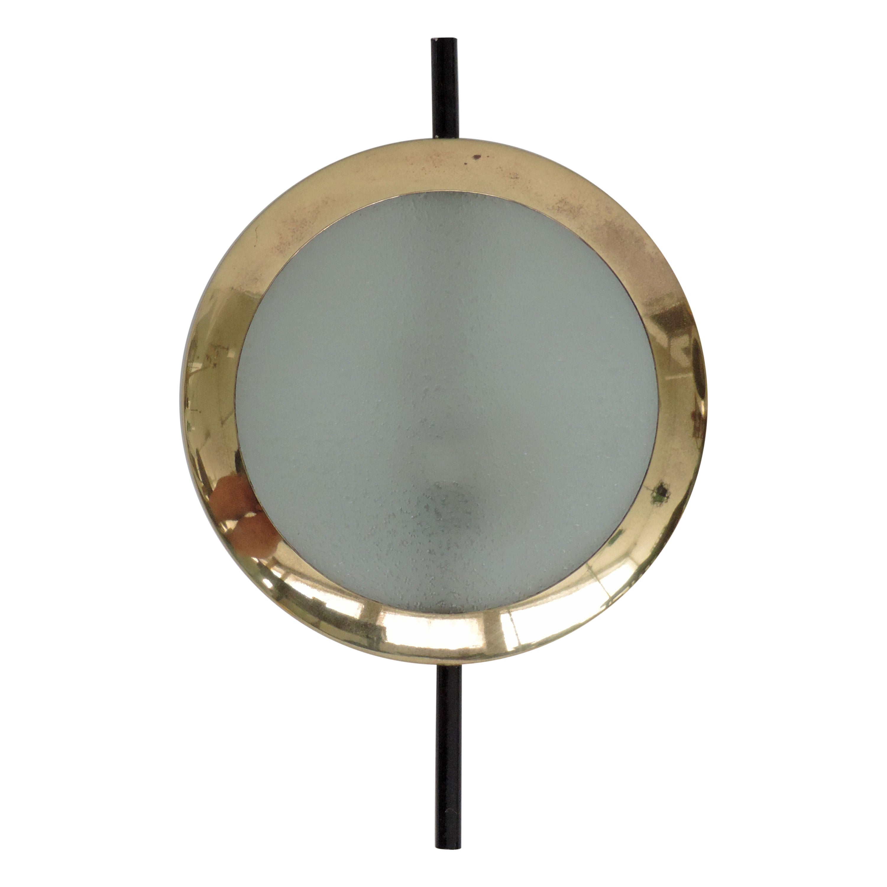 Grande lampe murale abstraite Stilnovo en laiton et verre, Italie, années 1950