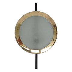 Grande lampada da parete astratta Stilnovo in ottone e vetro, Italia anni '50