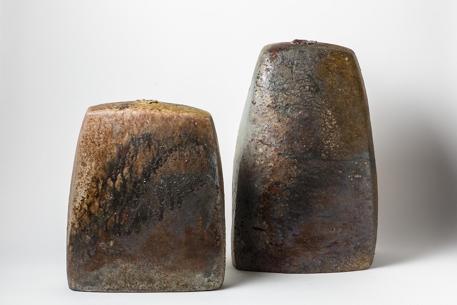 Céramique Grand vase de sol abstrait en céramique trempée de bois David Witehead La Borne en vente