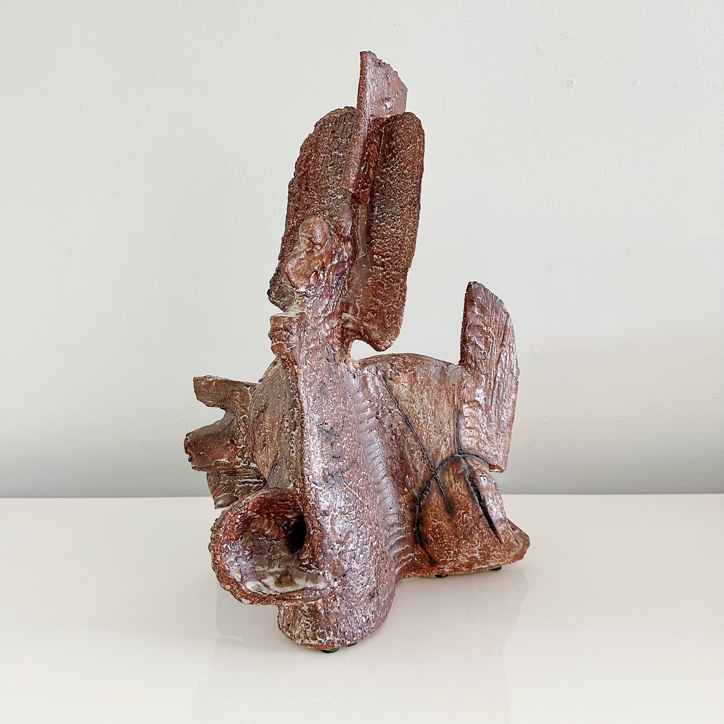 Américain Grande sculpture organique abstraite vintage en poterie d'atelier signée en vente