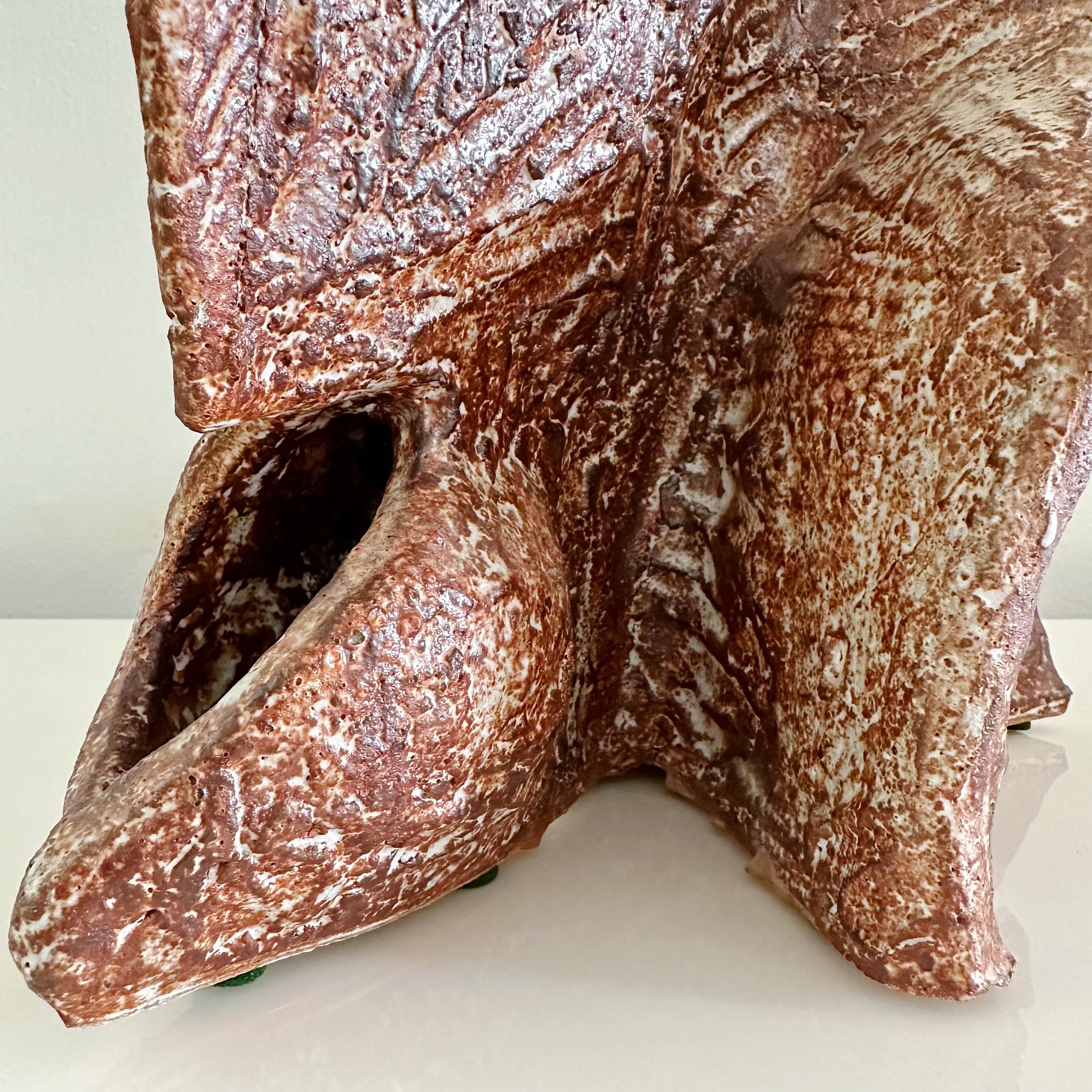 Large Abstract Vintage Studio Pottery Organic Sculpture Signed In Good Condition For Sale In West Palm Beach, FL