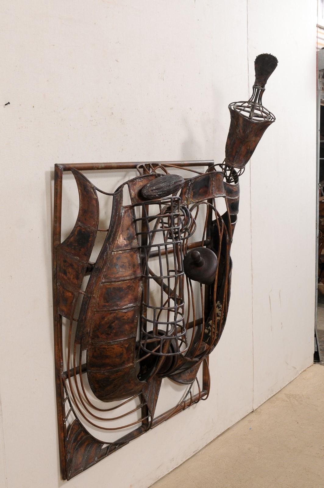 20th Century Large Abstract Wall Sculpture/Art Installation in Copper For Sale