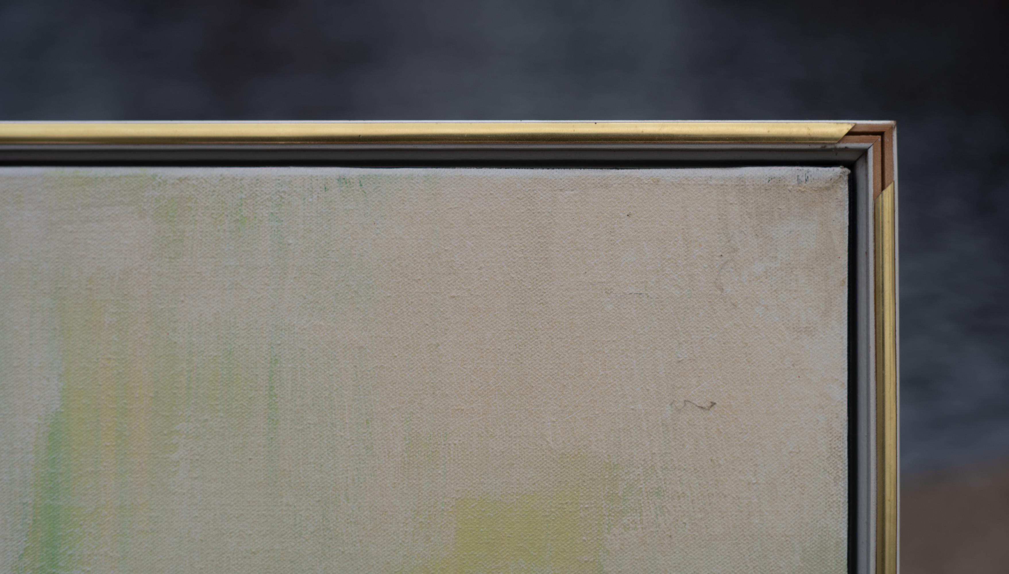 Tela Grande quadro astratto di ninfee olio su tela, firmato Anderson, circa anni '70 in vendita