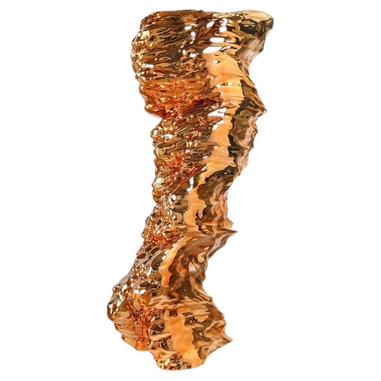 Eversus, Large Abstract Wave Sculpture - Chrome Gold, Floor Sculpture