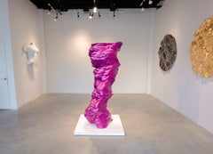 Large Abstract Wave Sculpture - Iridescent Violet Resin, Floor Sculpture