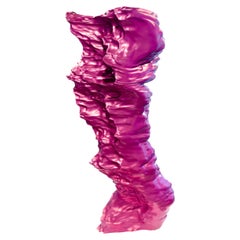 Large Abstract Wave Sculpture - Iridescent Violet Resin, Floor Sculpture