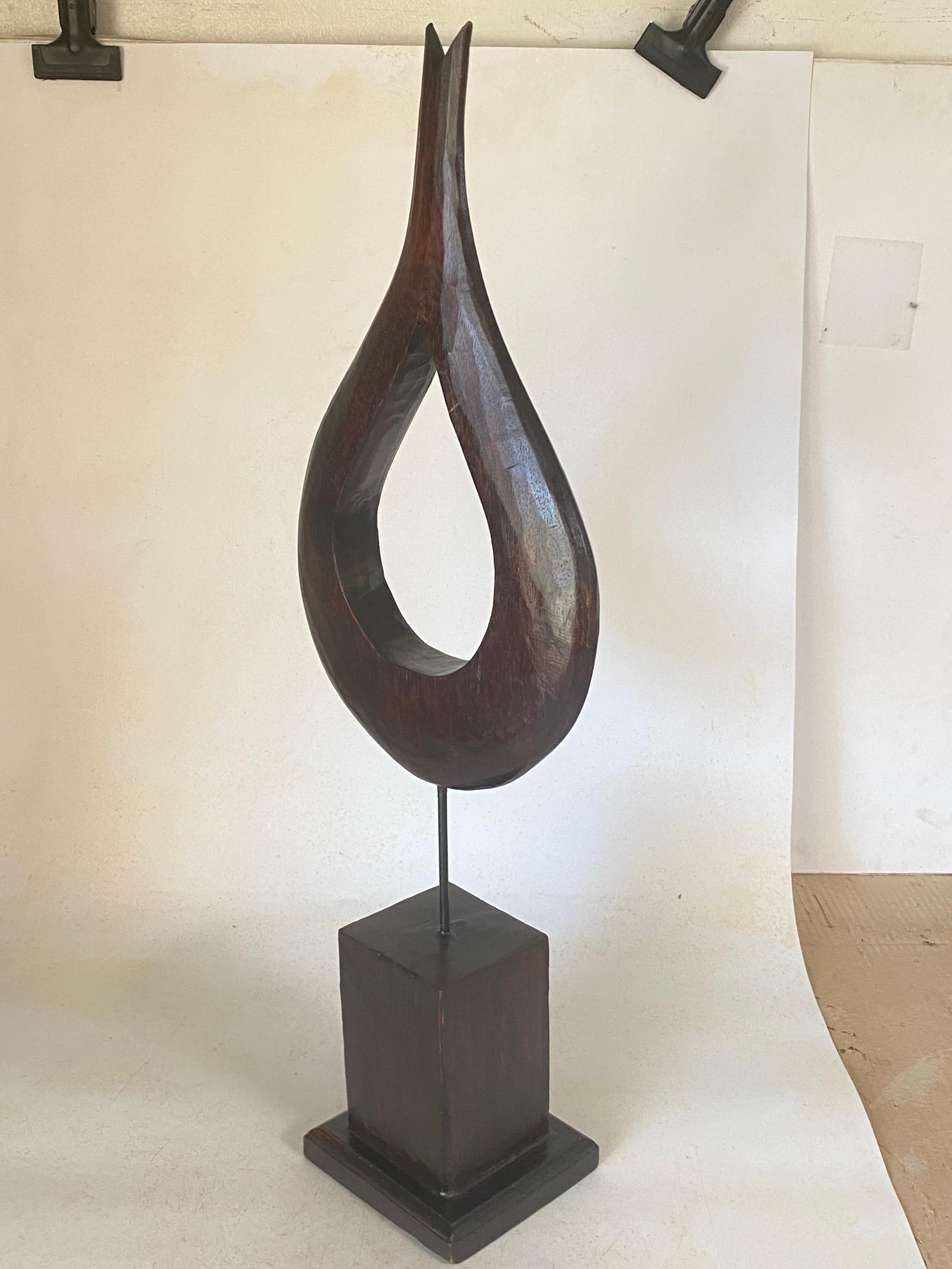 Large Abstract Wood Modern Sculpture Brown Color  For Sale 5