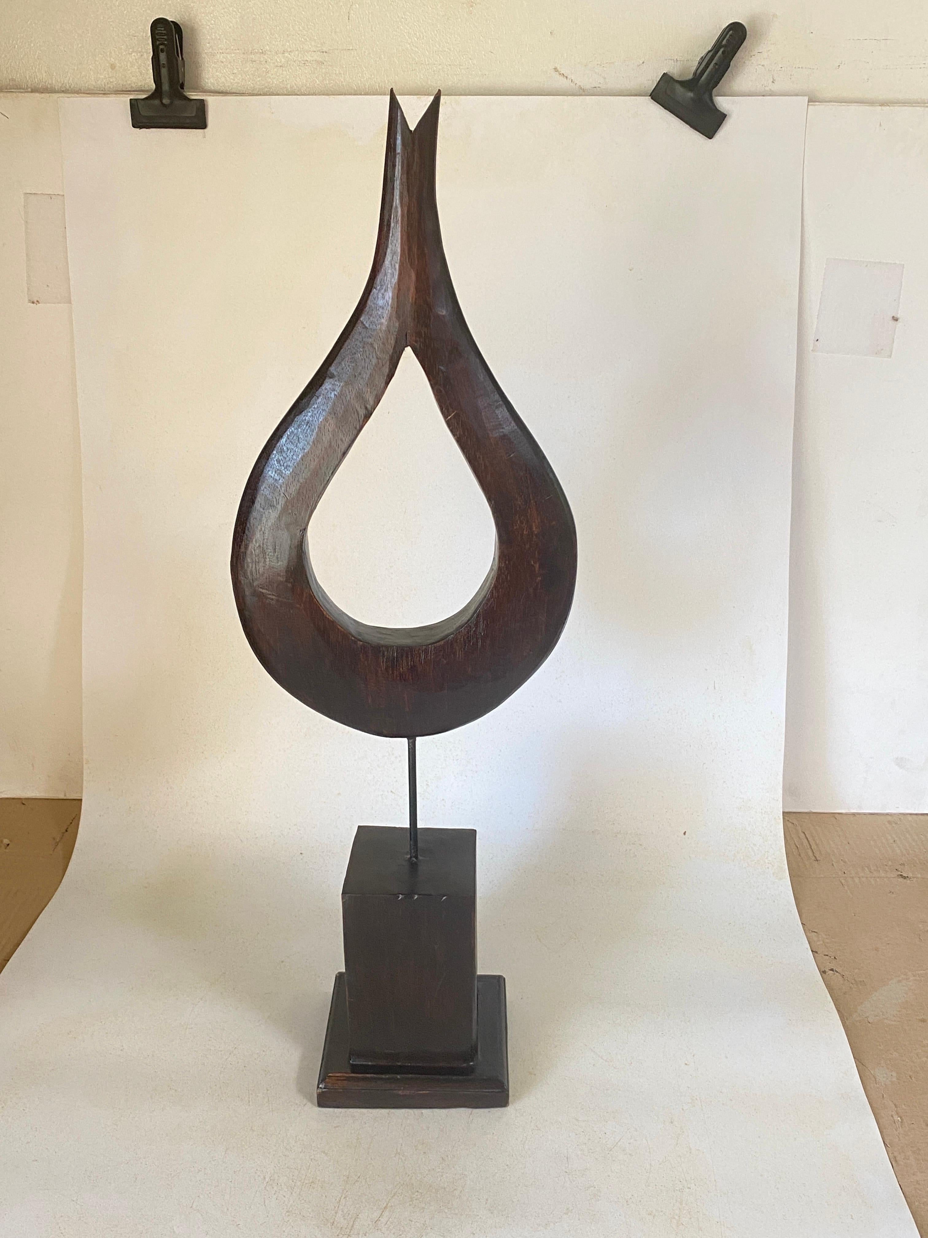 Large Abstract Wood Modern Sculpture Brown Color  For Sale 6