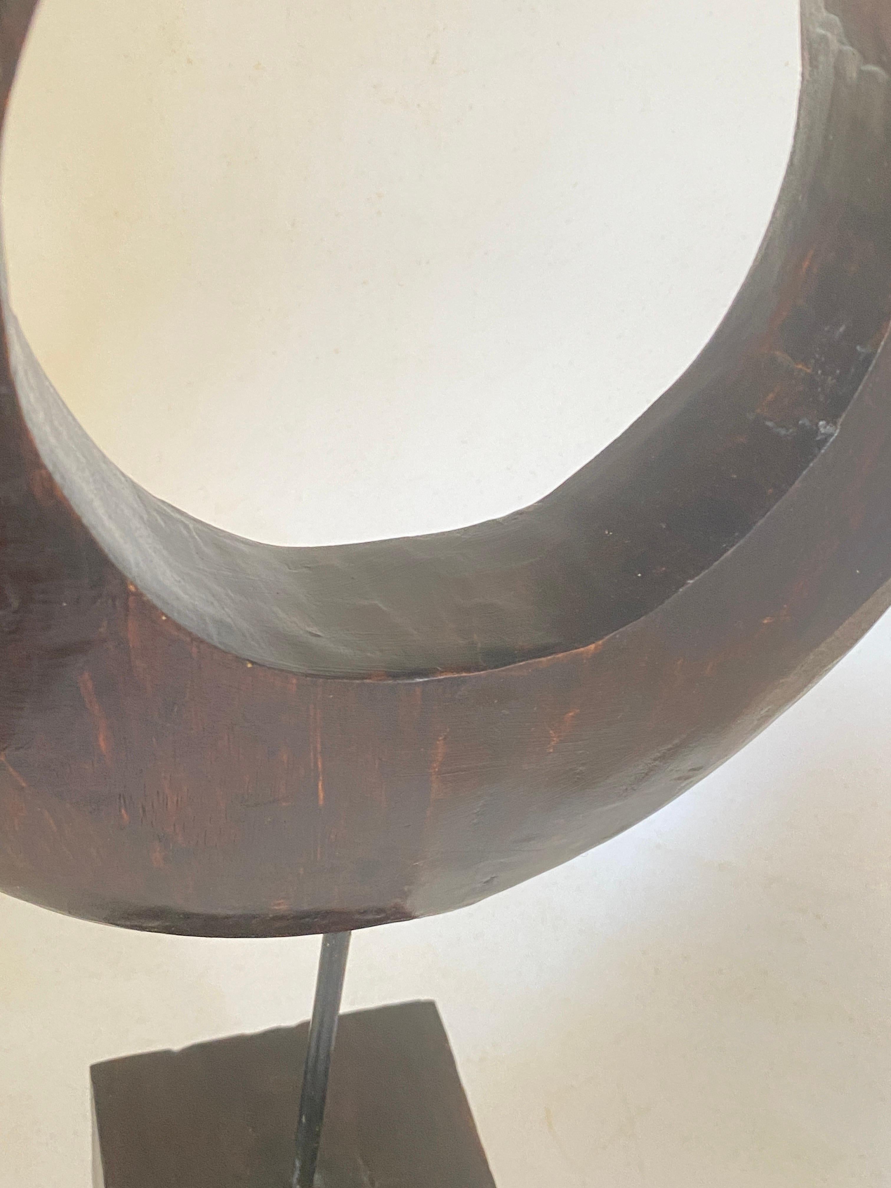 Large Abstract Wood Modern Sculpture Brown Color  For Sale 7