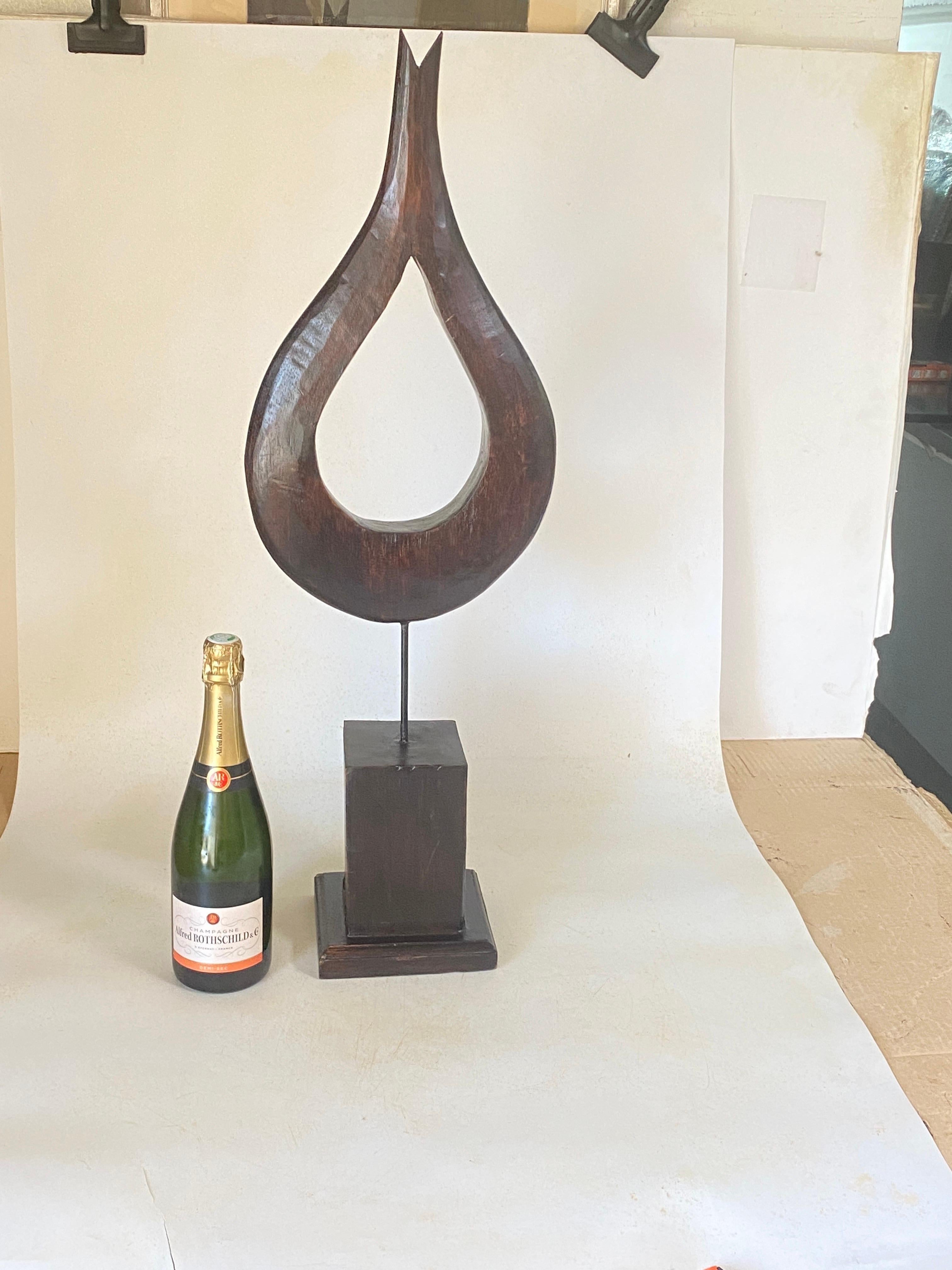 Grande scultura moderna astratta in Wood Color marrone in vendita 9