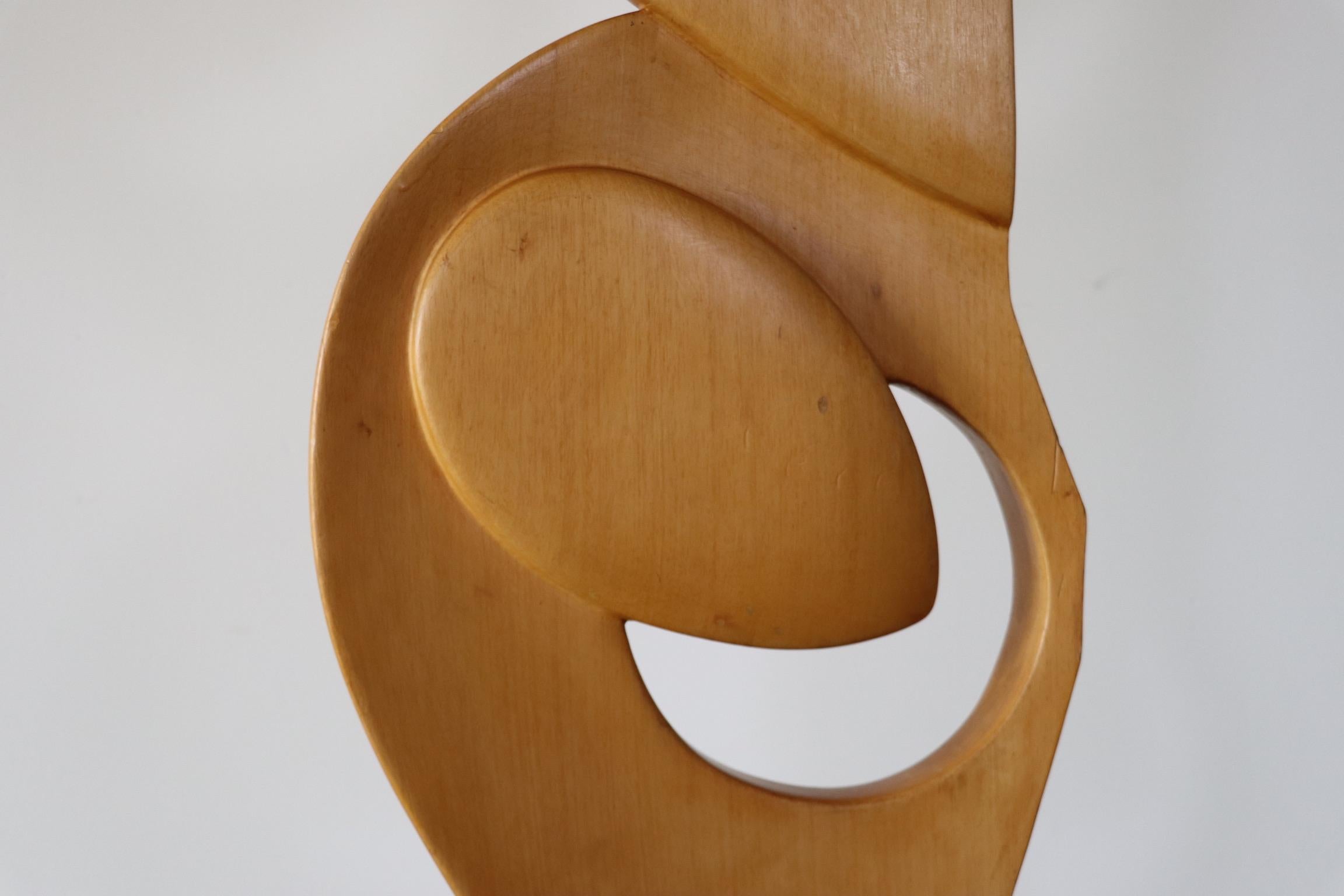 Large Abstract Wooden And Brass Sculpture By S. Do Lato, Italy 1970s For Sale 6