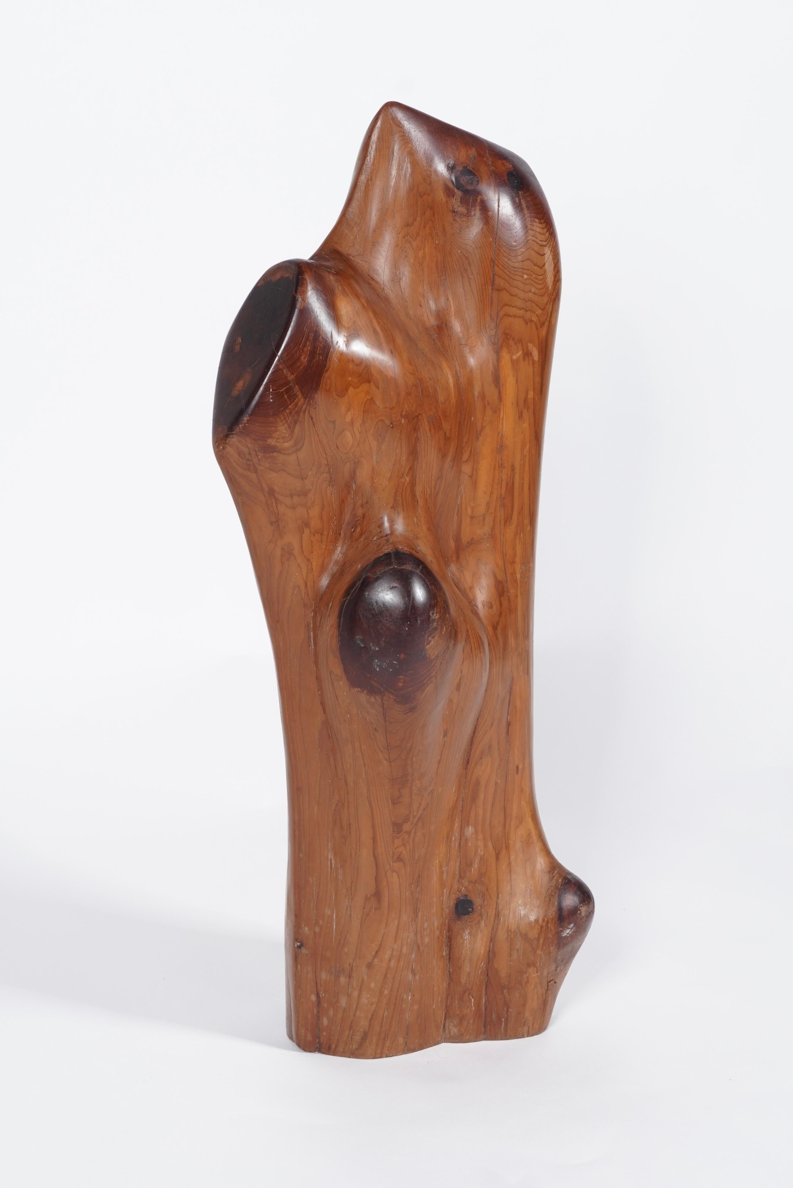 Hand-Carved Large Abstract Wooden Sculpture