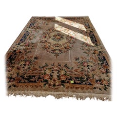 Large Abusson / Art Deco Style Luxurious Woll Carpet, 1980s