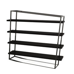 The Moderns Large Accent Bookcase with Shelves in High-Gloss & Matt Black Lacquer (Bibliothèque d'appoint moderne avec étagères en laque noire brillante et mate)