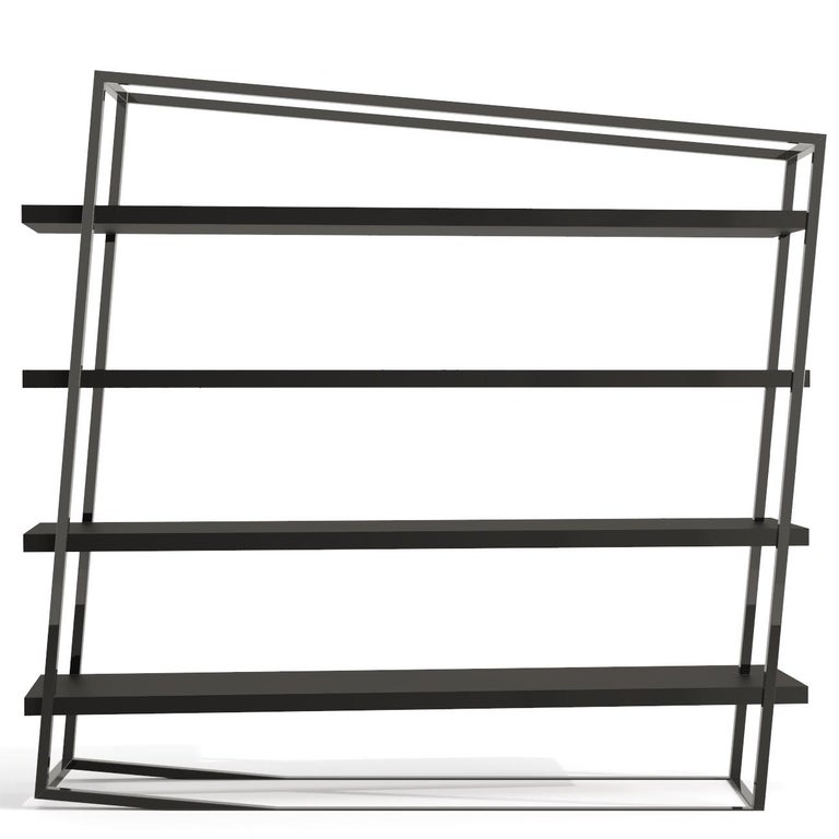 Large Accent Bookcase with Shelves in White Lacquer and Brushed