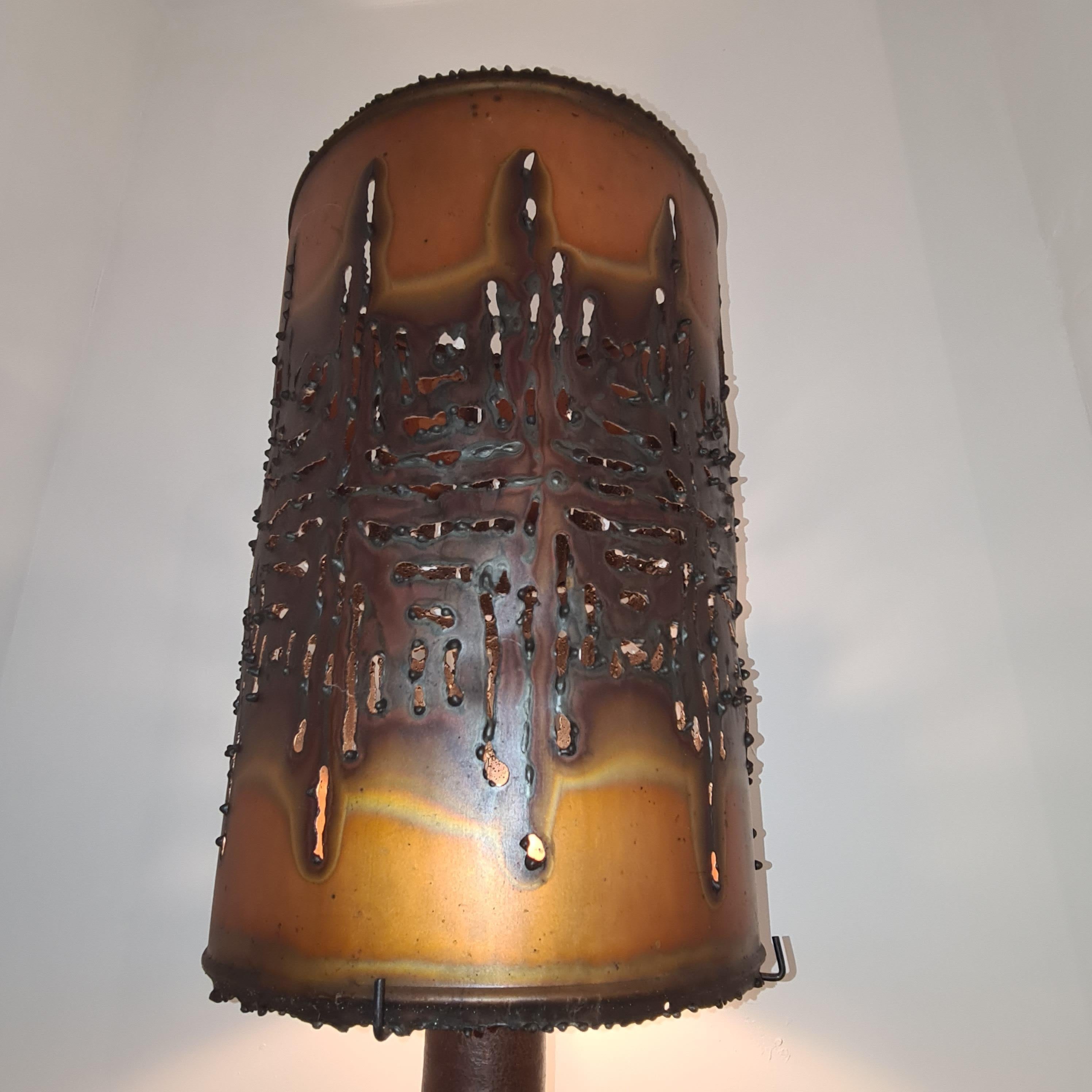 Large Accolay Lamp with Perforated Copper Lampshade For Sale 3