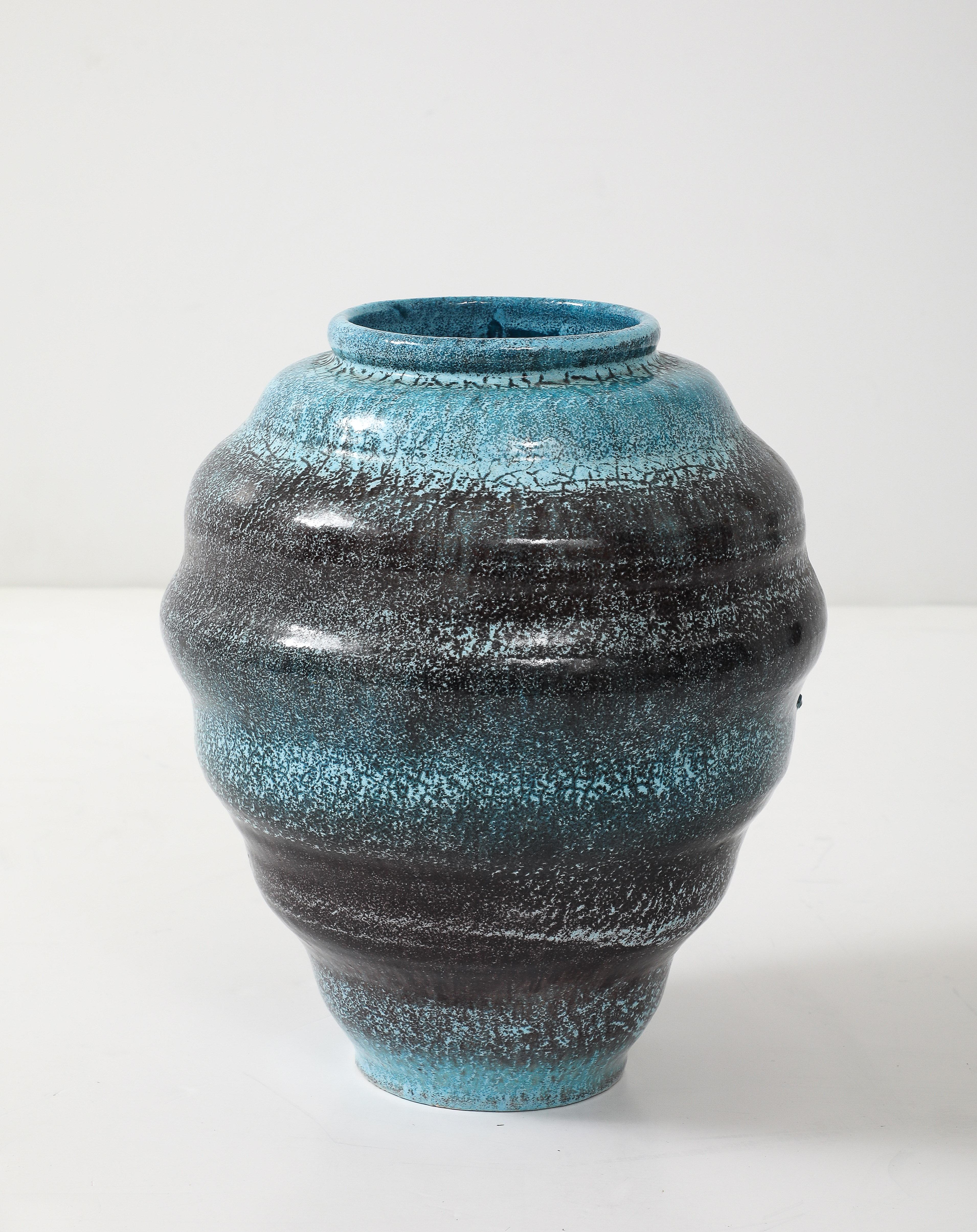 Mid-Century Modern Large Accolay Turquoise Vessel For Sale