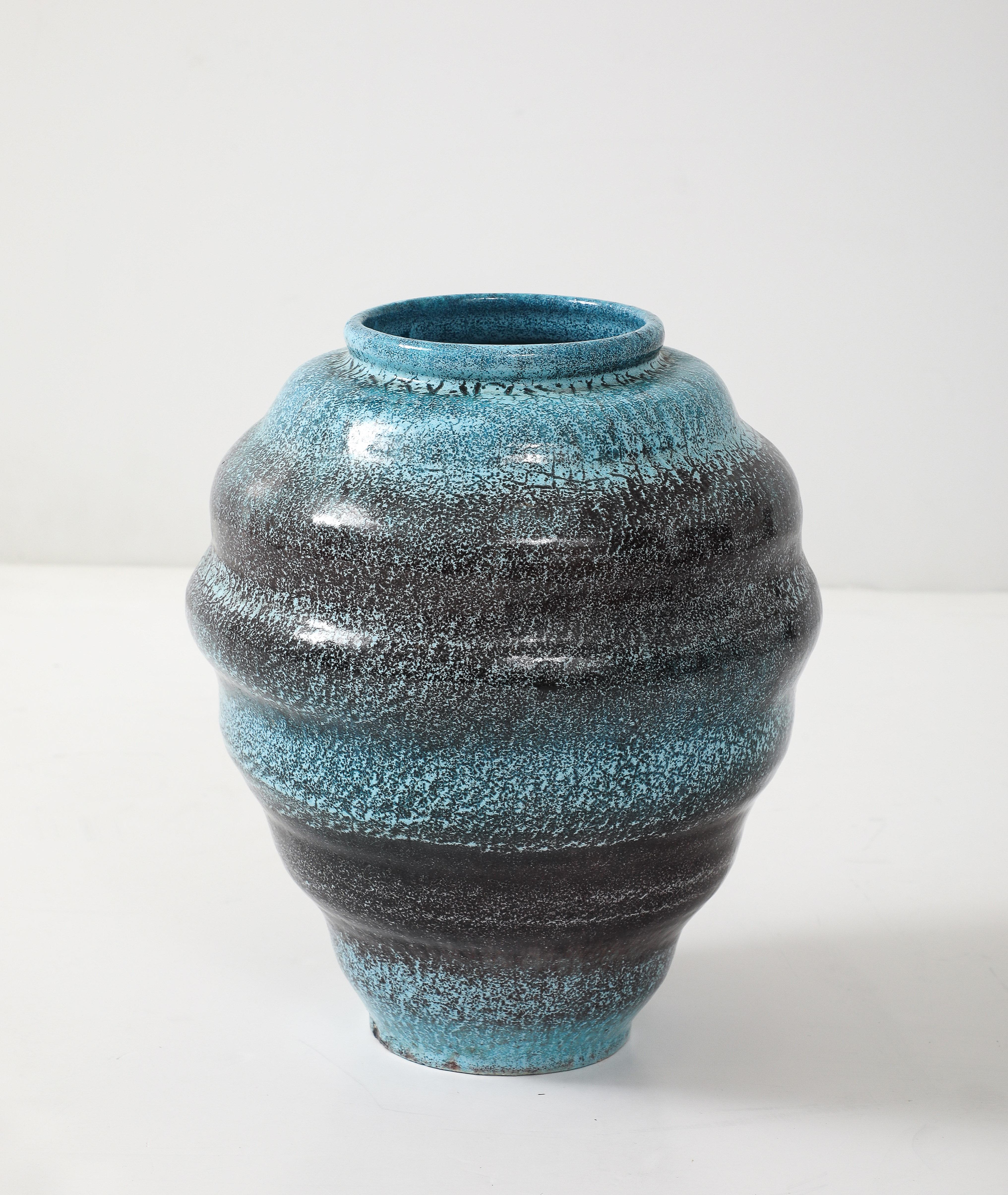 Hand-Crafted Large Accolay Turquoise Vessel For Sale