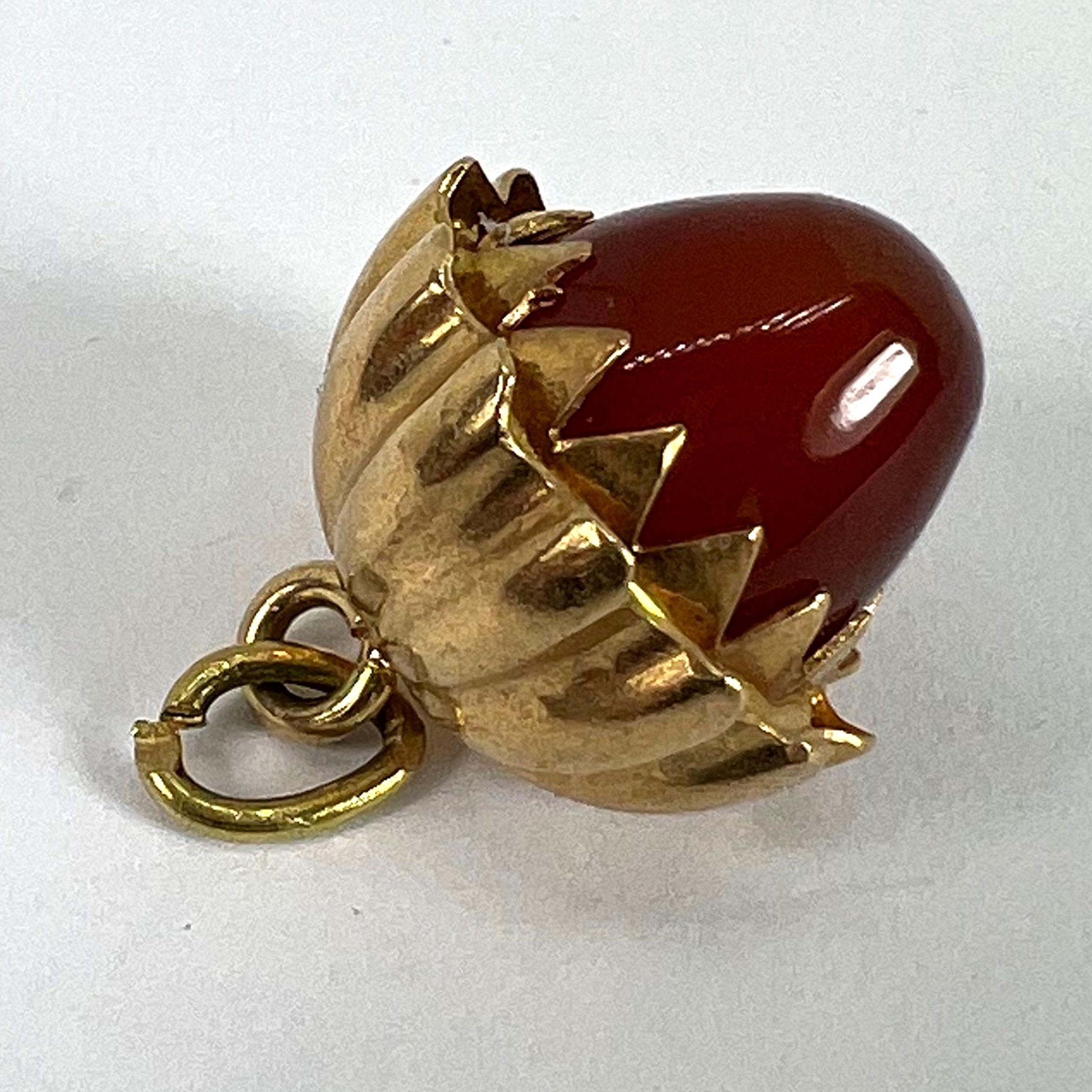 Large Acorn Carnelian 18K Yellow Gold Charm Pendant For Sale 6