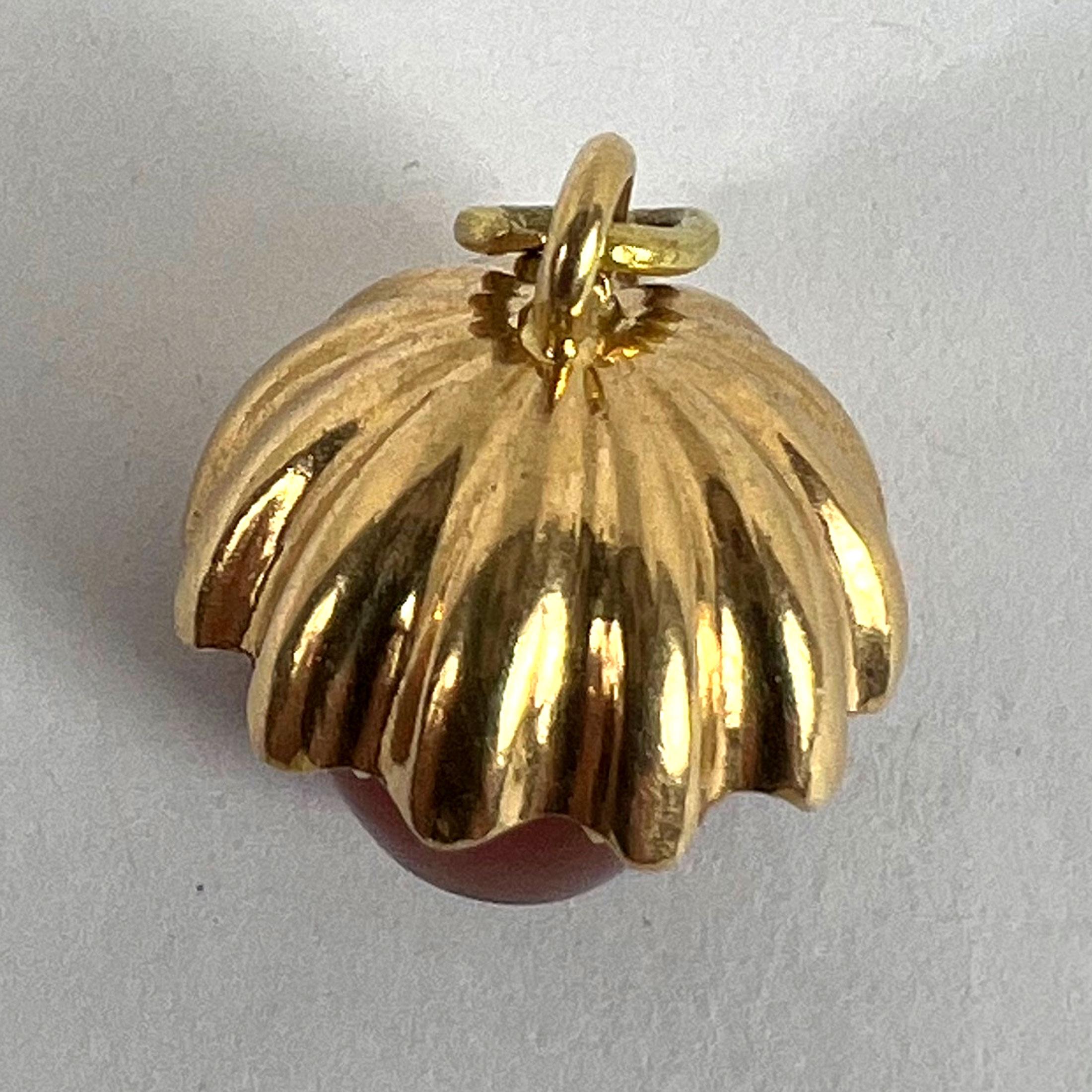 Large Acorn Carnelian 18K Yellow Gold Charm Pendant For Sale 7