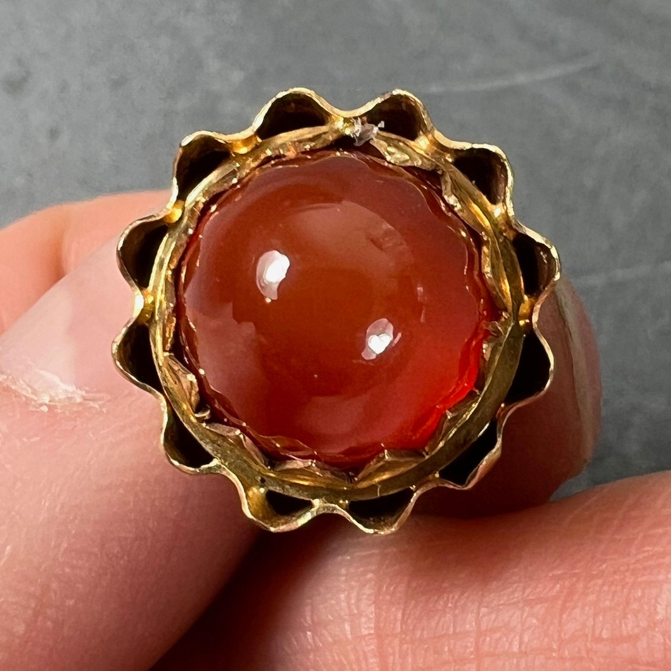 Large Acorn Carnelian 18K Yellow Gold Charm Pendant For Sale 1