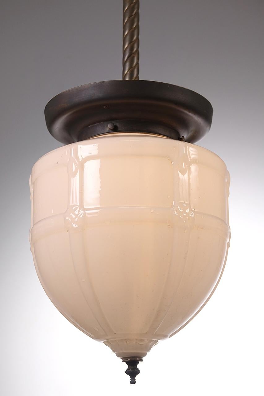 American Large Acorn Milk Glass Flush Mount Lamps