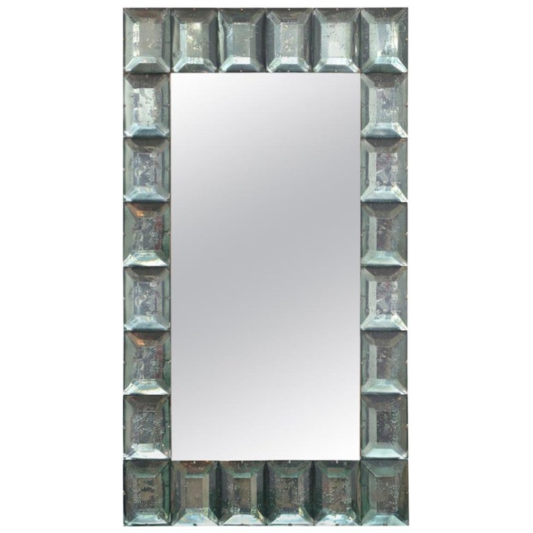 Large Sea Green Diamond Murano Glass Mirror For Sale at 1stDibs green