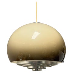 Large Acrylic Hanging Lamp Guzzini Style Space Age design Gradient Brown Dome