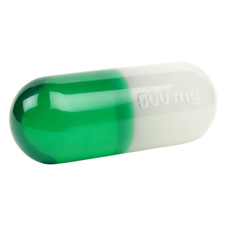 Large Acrylic Pill, White and Green