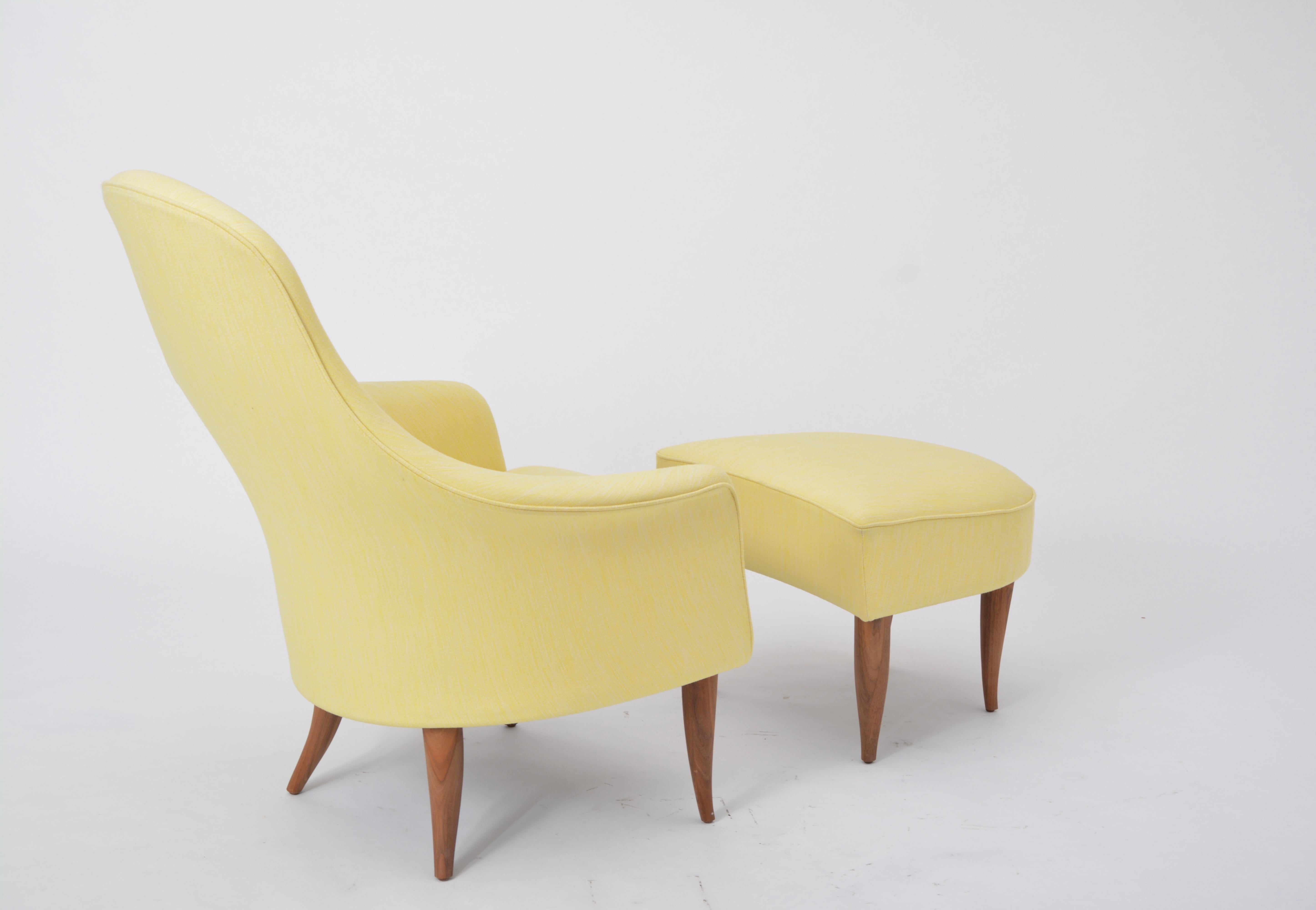 'Large Adam' Reupholstered Lounge Chair with Ottoman by Kerstin Hörlin-Holmquist 3