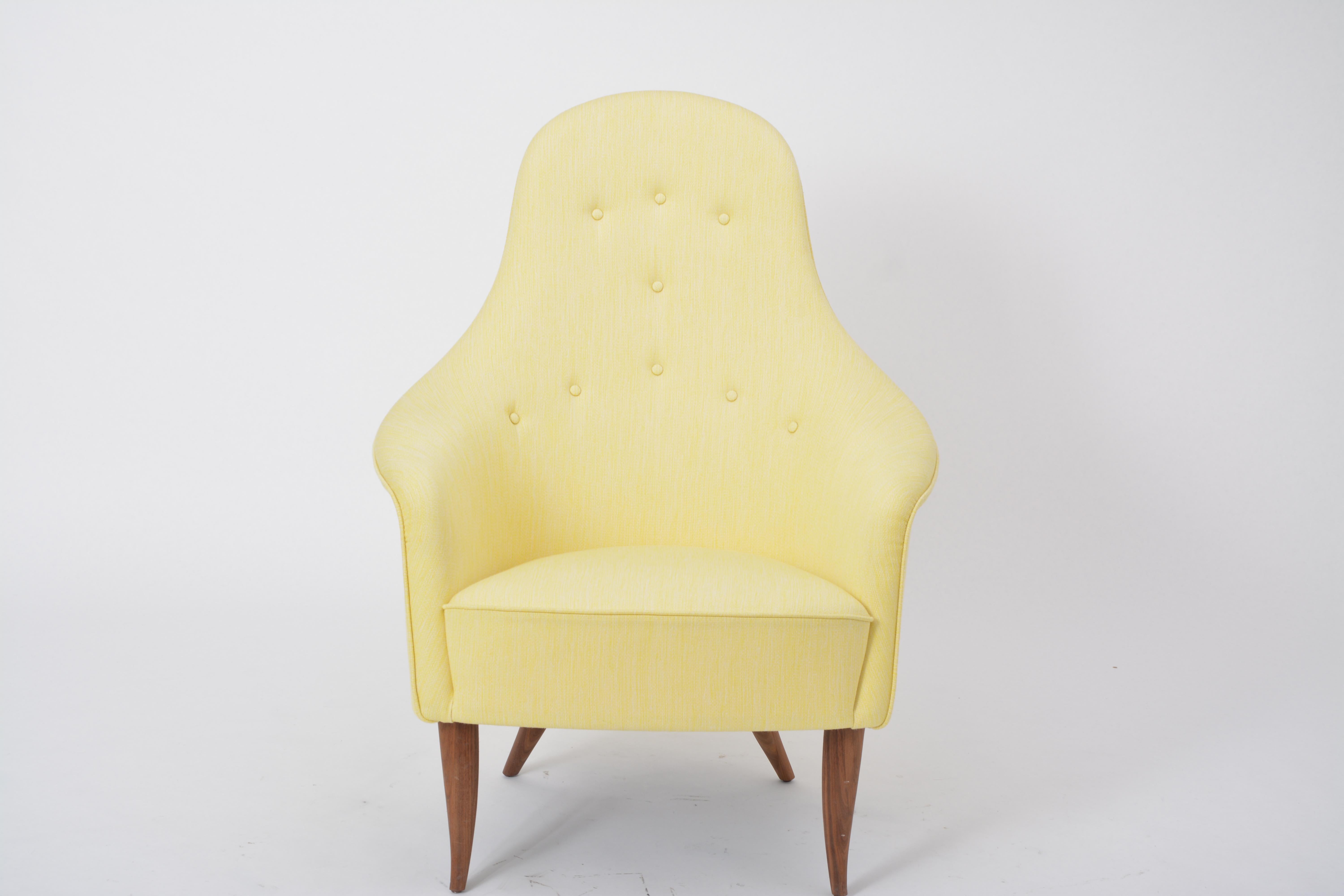 'Large Adam' Reupholstered Lounge Chair with Ottoman by Kerstin Hörlin-Holmquist (Schwedisch)