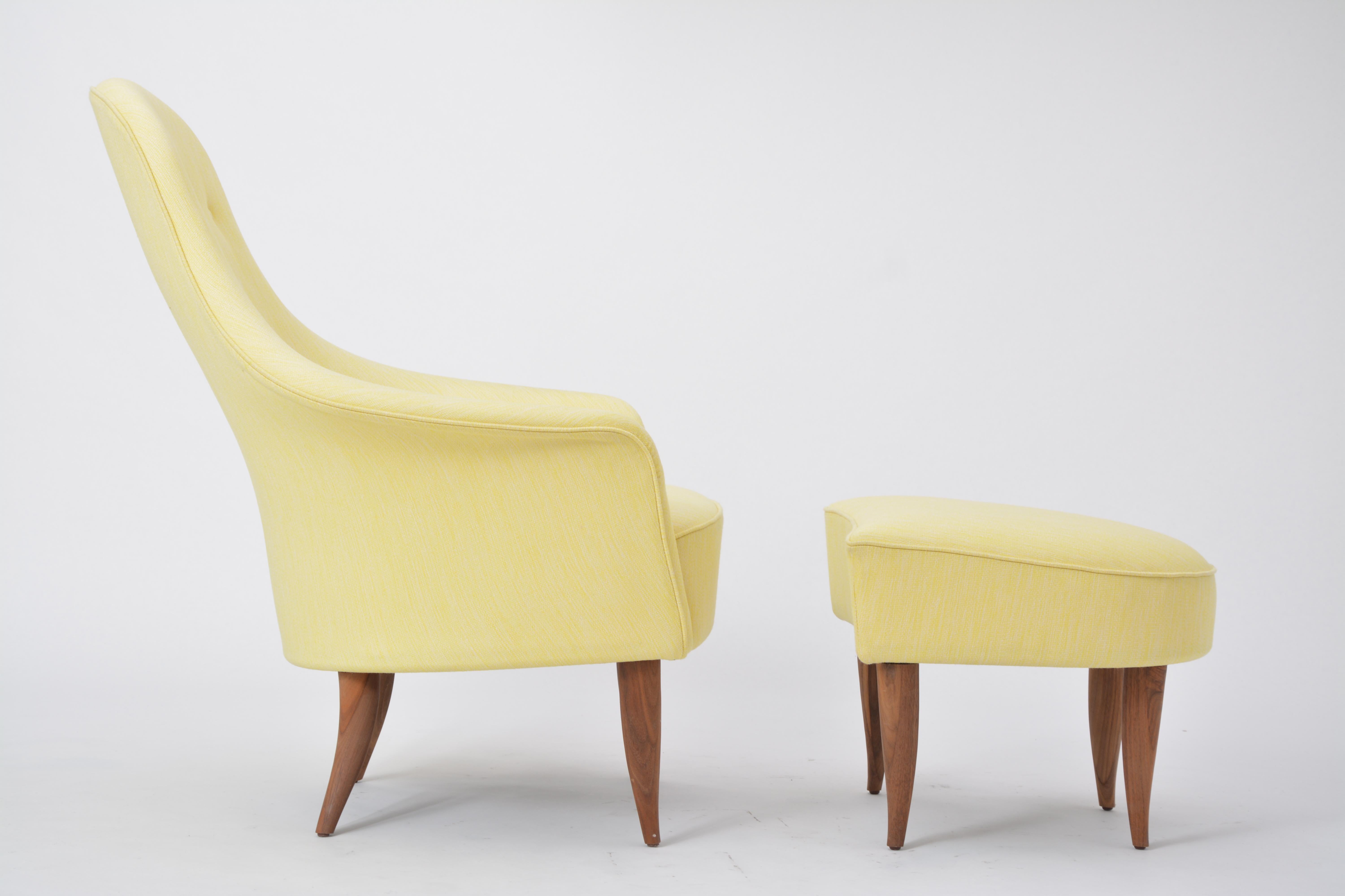 'Large Adam' Reupholstered Lounge Chair with Ottoman by Kerstin Hörlin-Holmquist 1