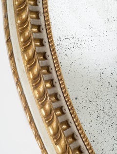 Large Adam Style Oval Mirror Finish in 22-Karat Gold and Grey
