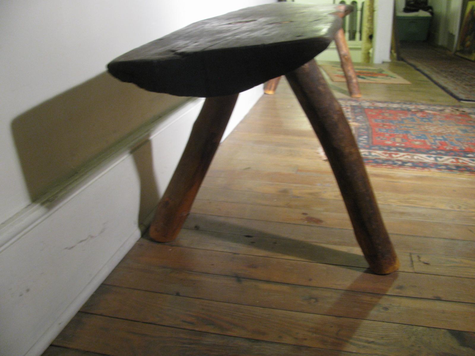 Mid-20th Century Large Adirondack Camp Black Walnut Half Log Bench