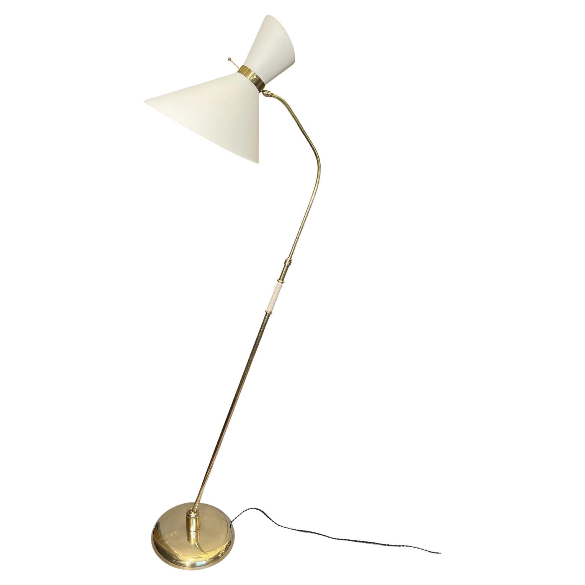 Large adjustable and extendable floor lamp by Maison Lunel, France circa 1950/60 For Sale