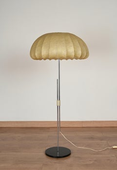 Large Adjustable Beige Cocoon Floor Lamp in Chrome by Castiglioni, Italy 1960
