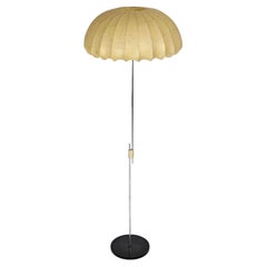Large Adjustable Beige Cocoon Floor Lamp in Chrome by Castiglioni, Italy 1960