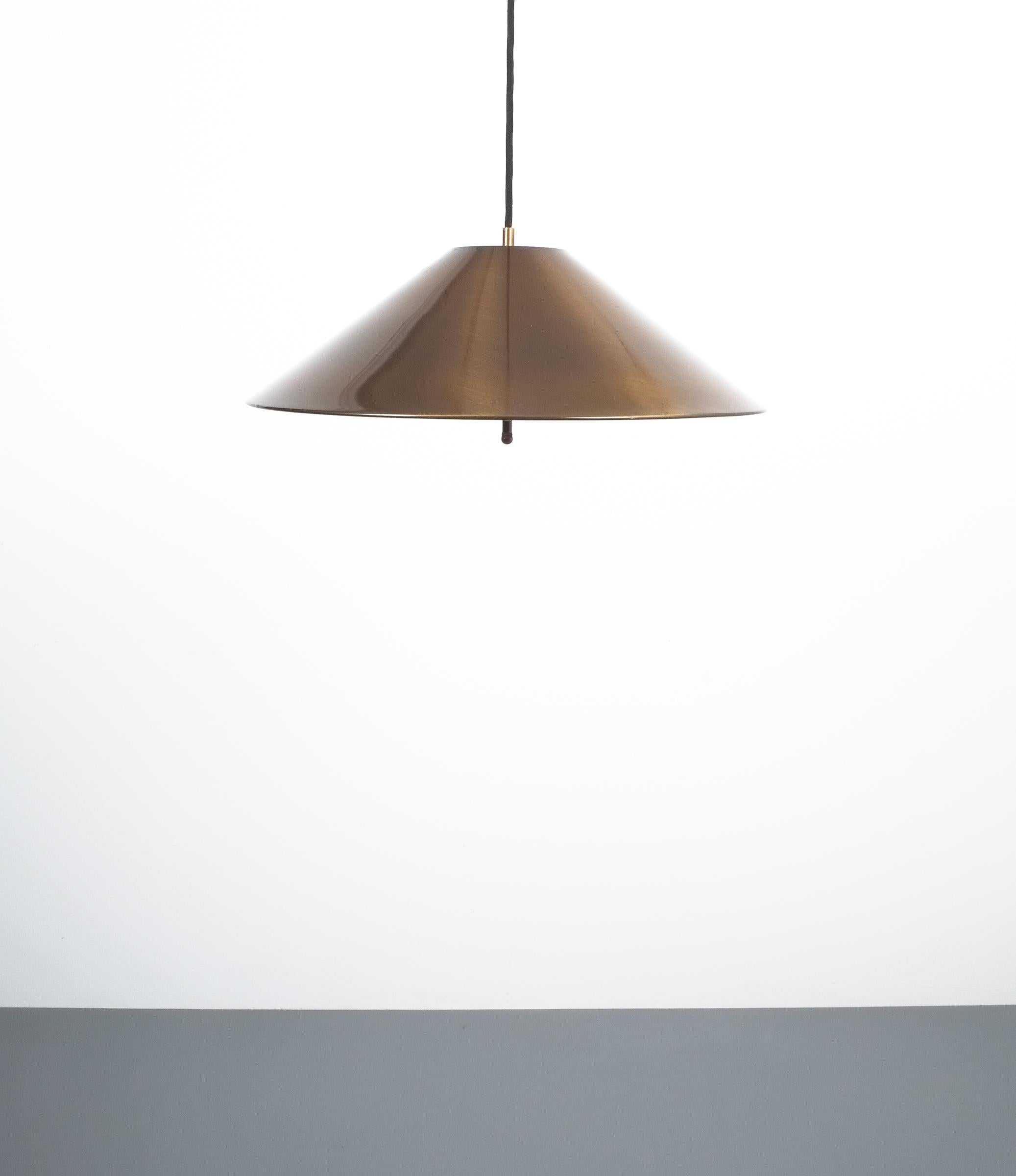 German Large Adjustable Brass Counterweight Pendant Lamp by Florian Schulz