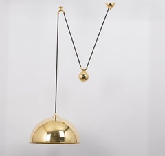Large Adjustable Brass Counterweight Pendant Light by Florian Schulz, Germany