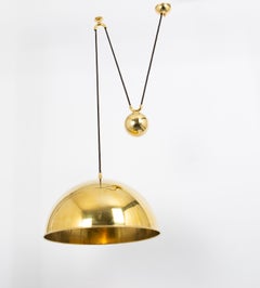 Large Adjustable Brass Counterweight Pendant Light by Florian Schulz, Germany
