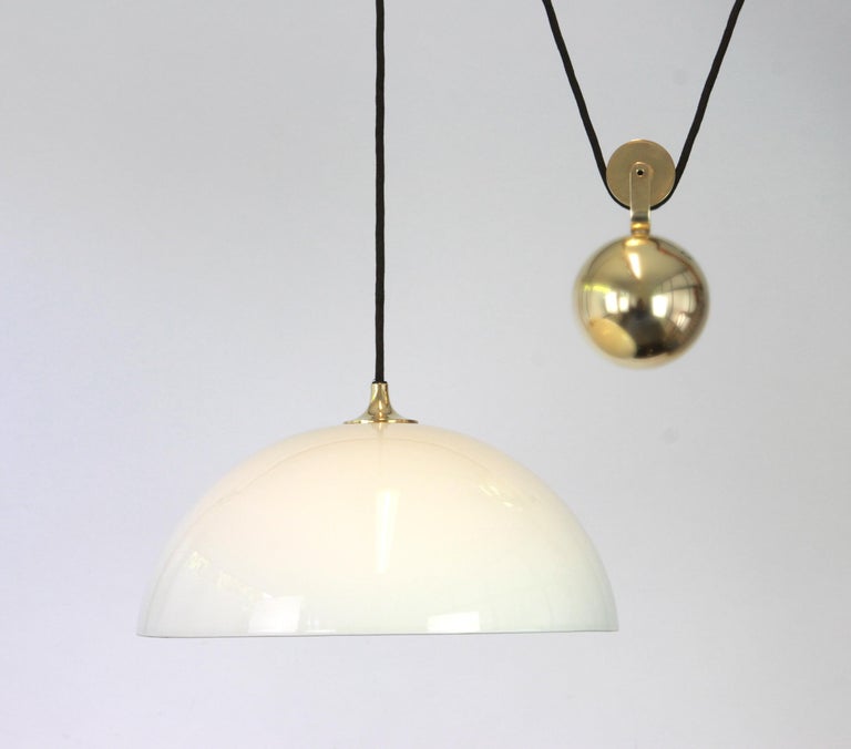 Large Adjustable Brass Counterweight Pendant Light by Florian Schulz