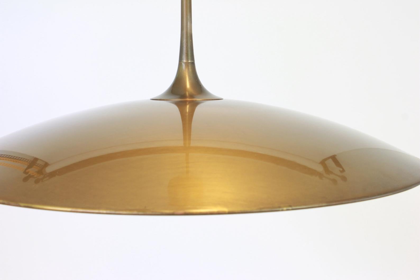 Late 20th Century Large Adjustable Brass Counterweight Pendant Light by Florian Schulz, Germany