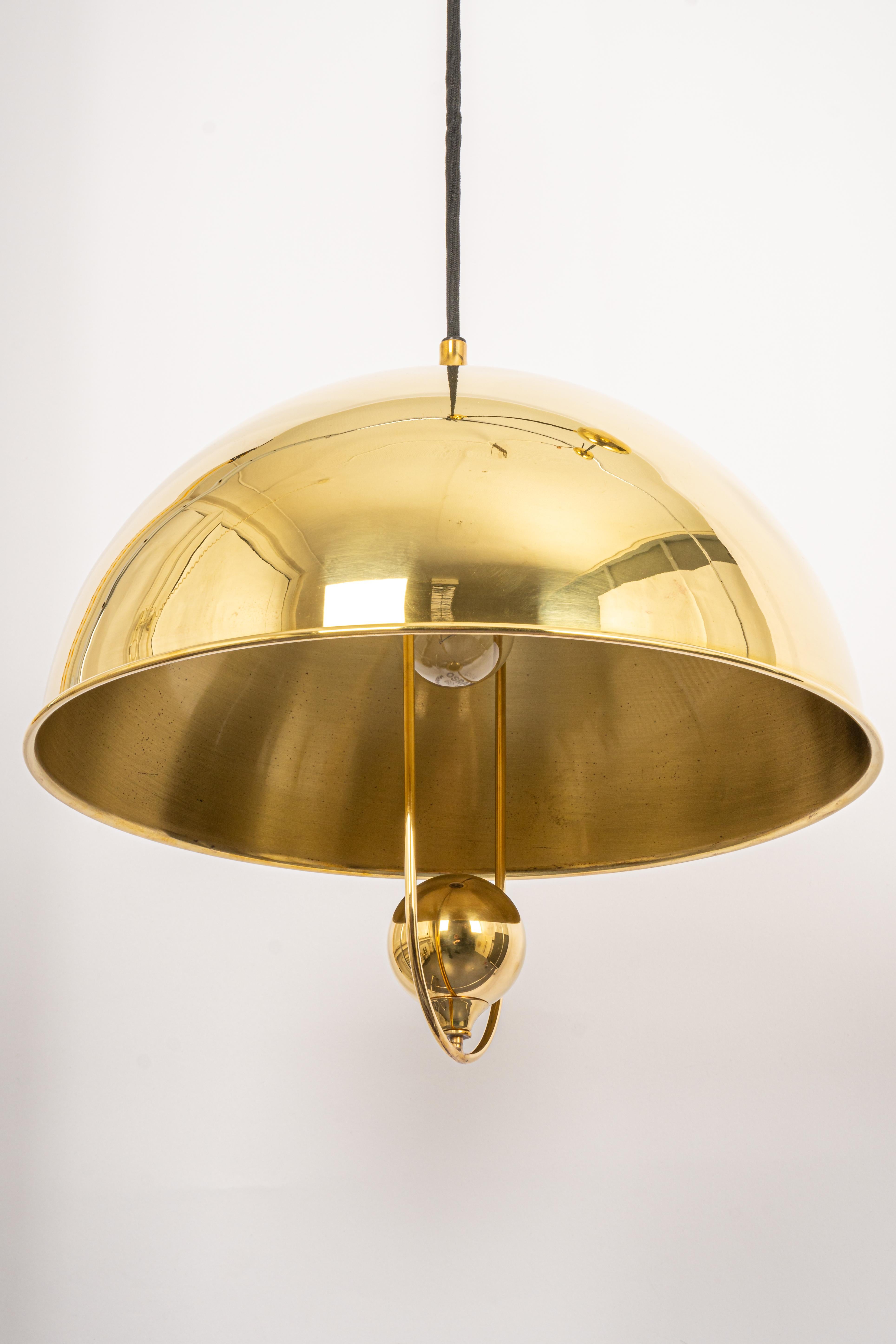 Late 20th Century Large Adjustable Brass Counterweight Pendant Light by Florian Schulz, Germany