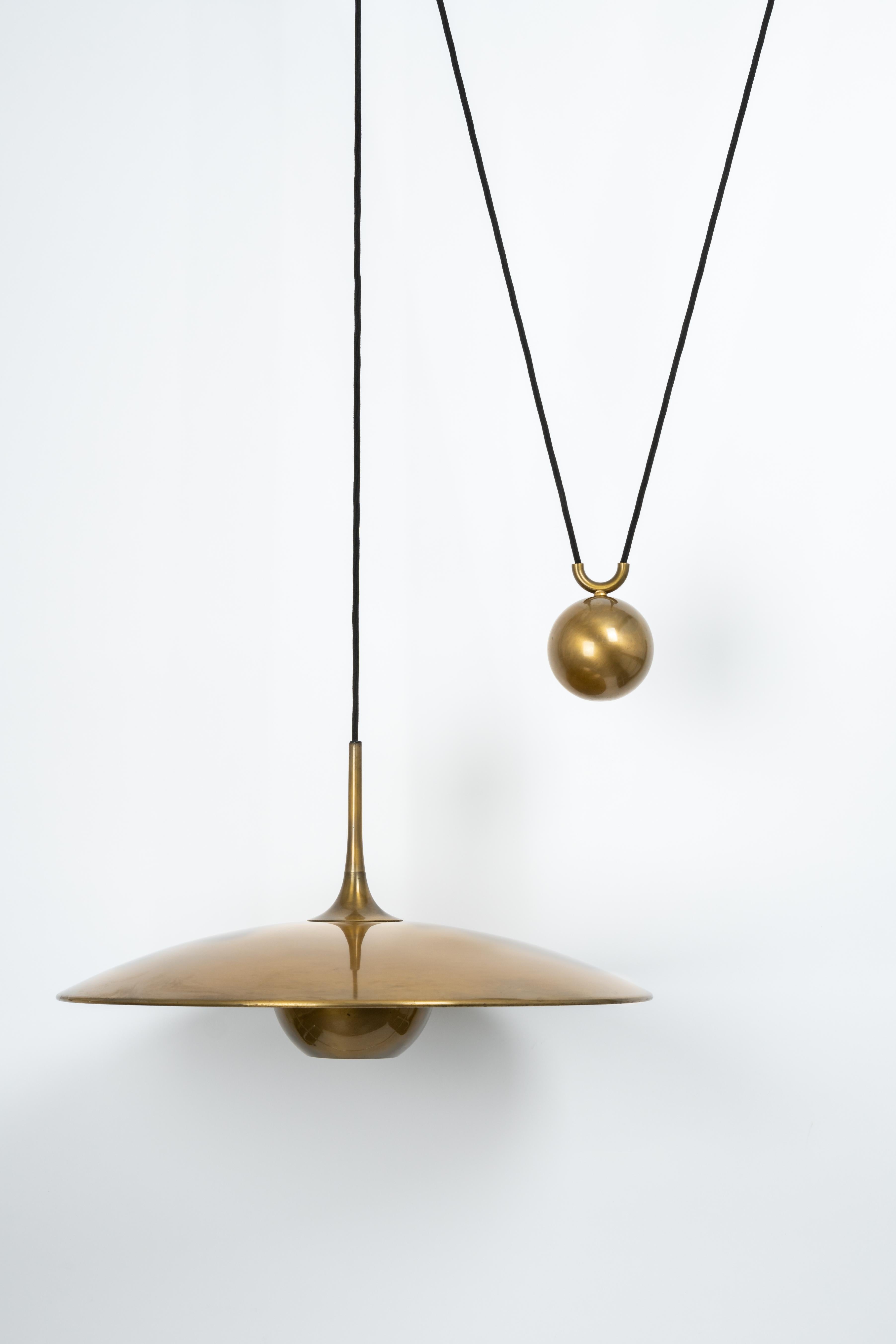 Large Adjustable Brass Counterweight Pendant Light by Florian Schulz, Germany 1