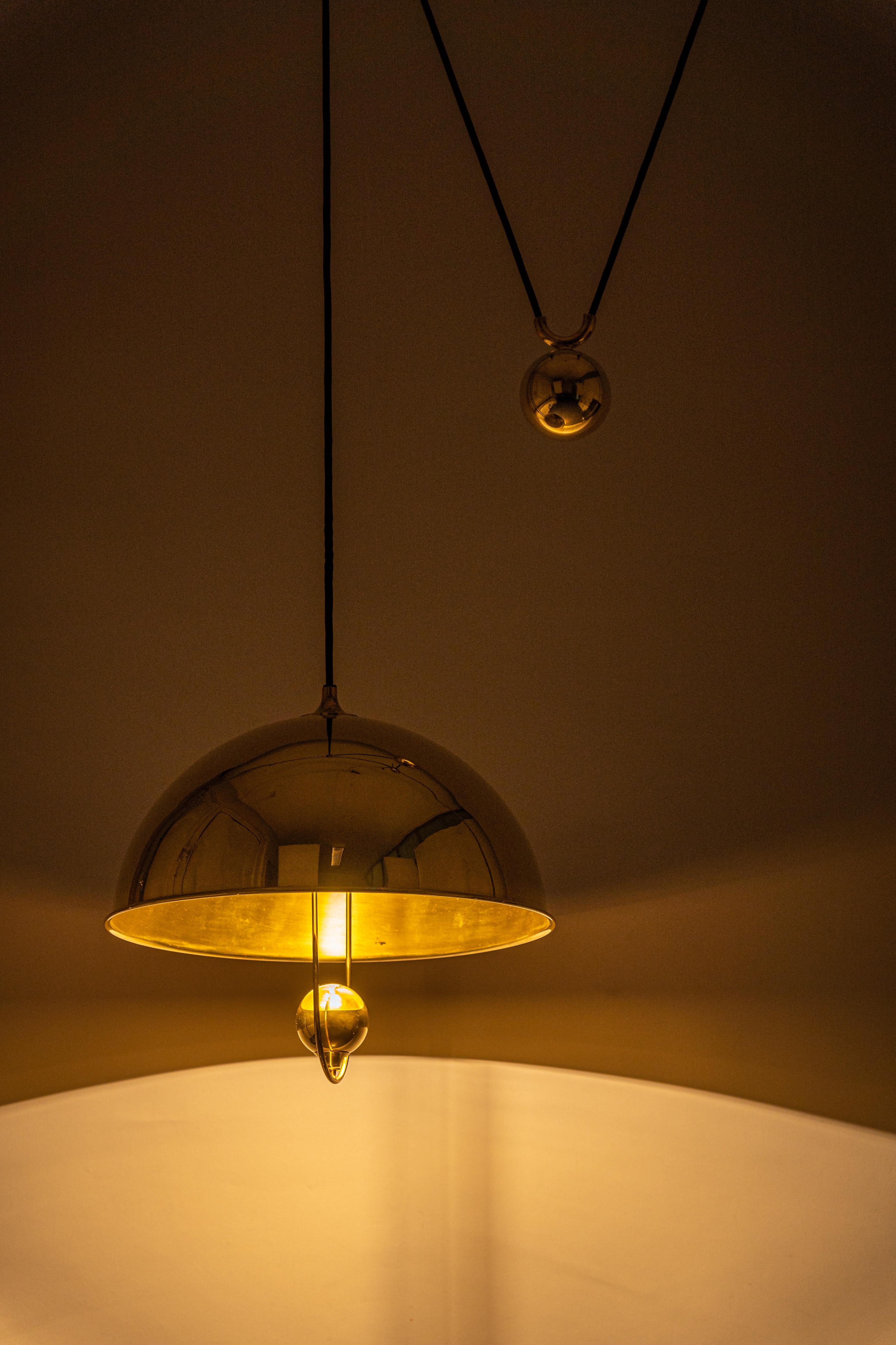 Large Adjustable Brass Counterweight Pendant Light by Florian Schulz, Germany 2