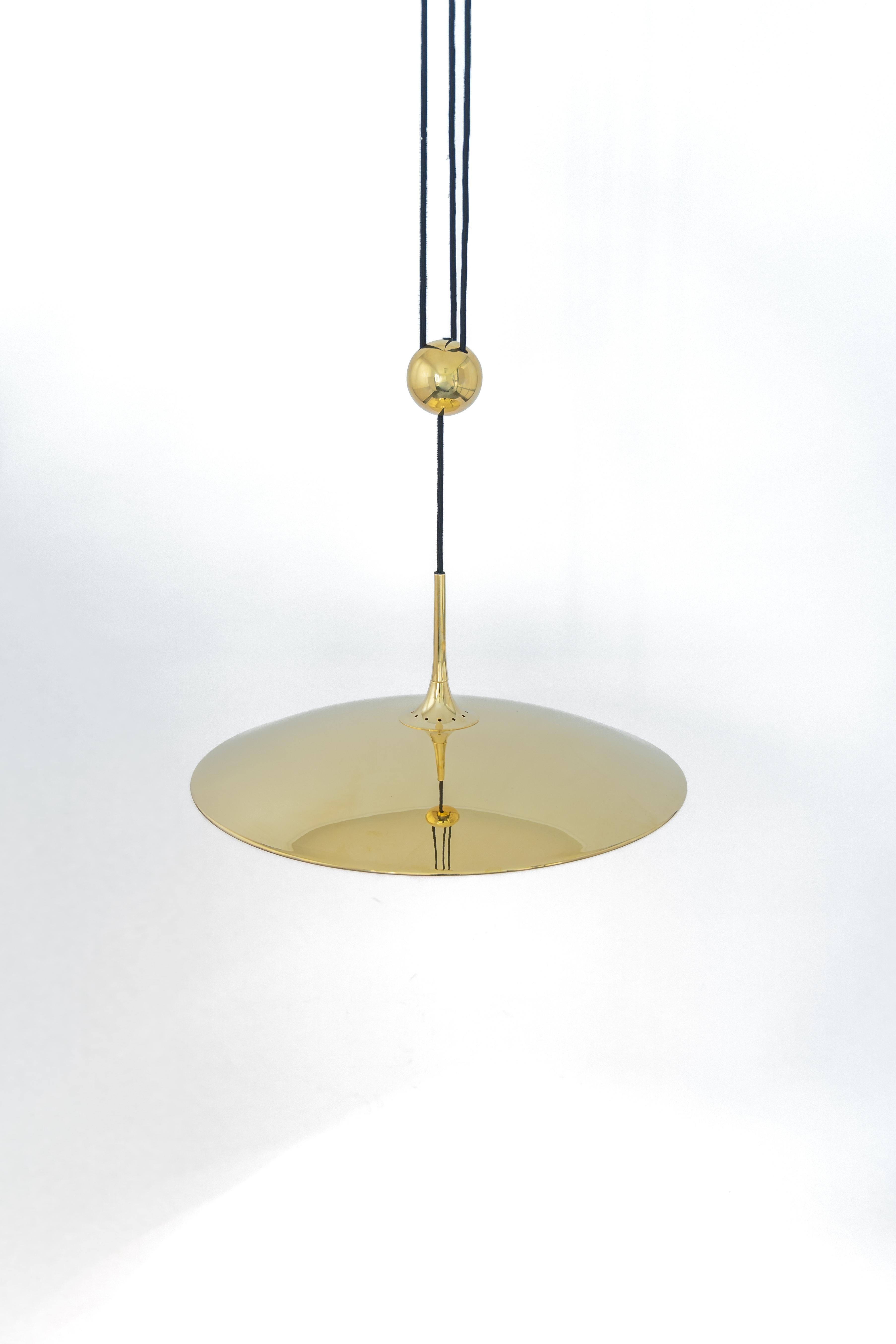 Large Adjustable Brass Counterweight Pendant Light by Florian Schulz, Germany 3